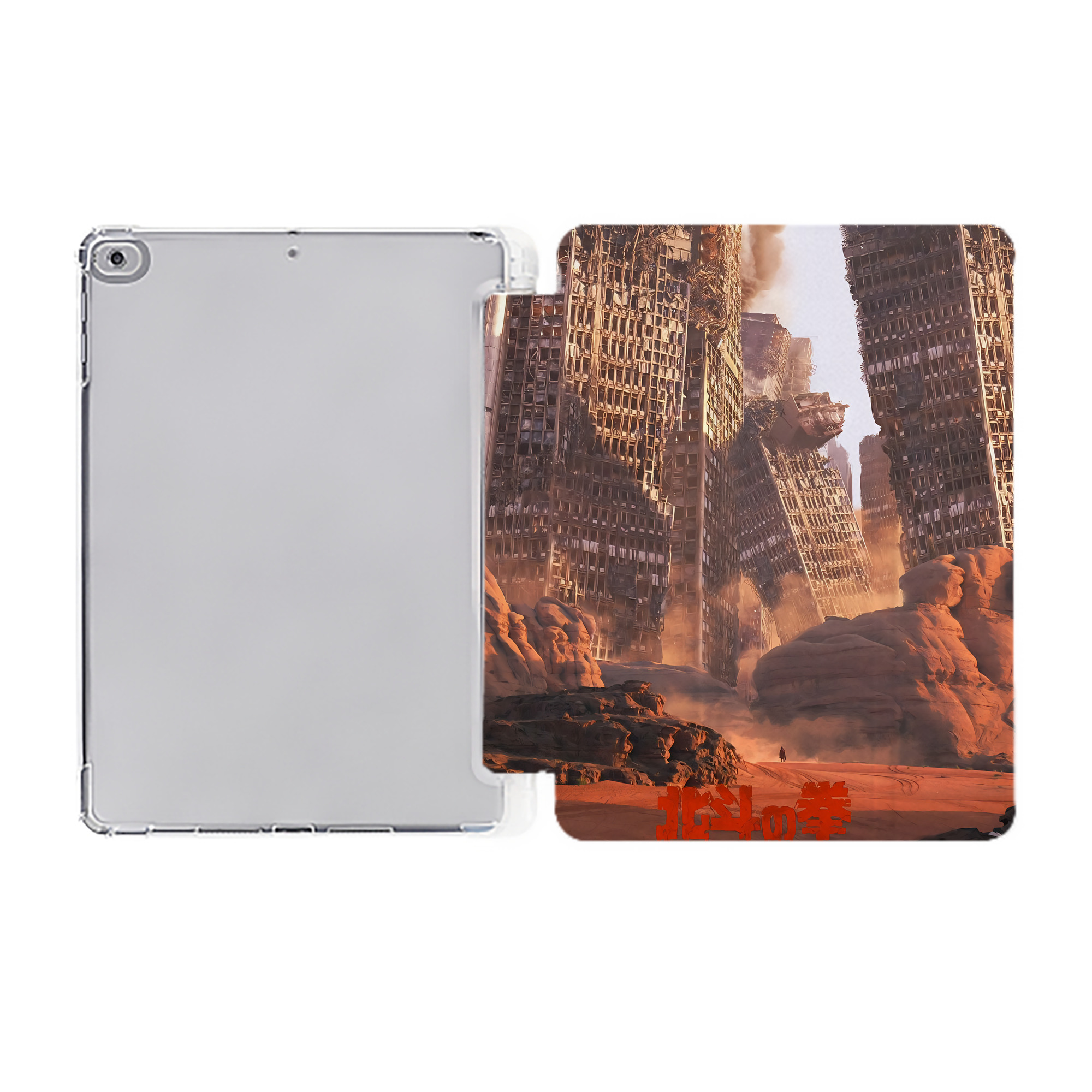 （画像用） 北斗の拳 Fist of the North Star IPad ケース ペン収納付き 三つ折りスタンド PUレザー×シリコン 対応機種9.5/10.5/10.9インチ